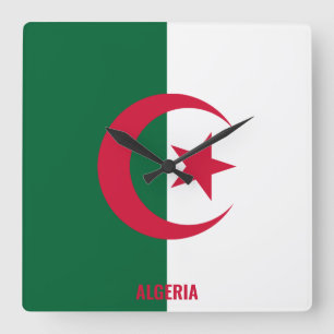 Horloge Carrée Algérie Drapeau éblouissant patriotique