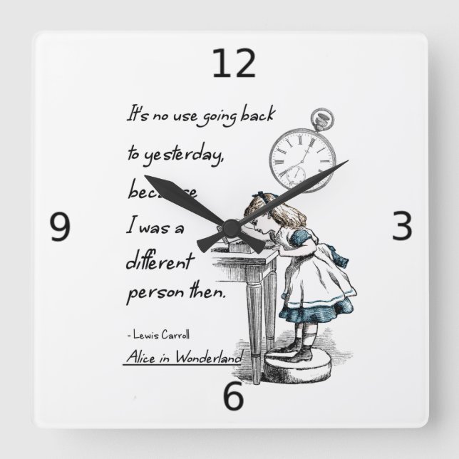 Horloge Carrée Alice au pays des merveilles (Recto)