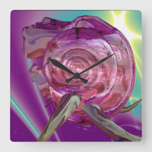 Horloge Carrée ALIEN NEREIDE /NYMPH D'EAU, ROSE SEASHELL Sci-Fi