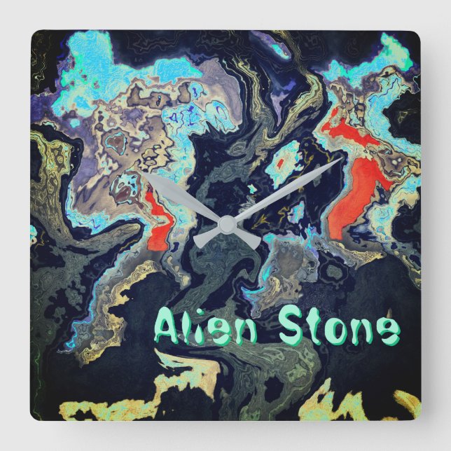 Horloge Carrée Alien Stone Exotic Personnalisable (Recto)