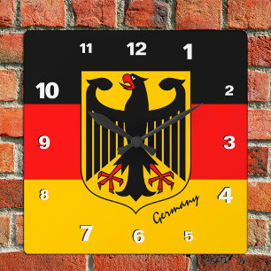 Horloge Carrée Allemagne Horloge, maison patriotique, drapeau all