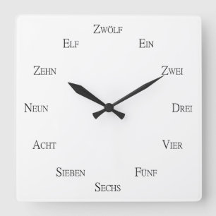 Horloge Carrée Allemand Numéros Langue Apprentissage Personnalisa