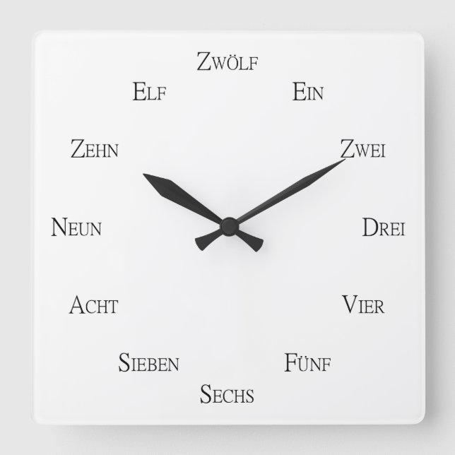 Horloge Carrée Allemand Numéros Langue Apprentissage Personnalisa (Recto)