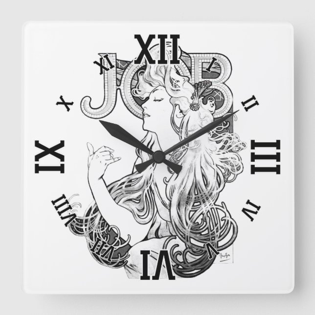 Horloge Carrée Alphonse Mucha JOB ISOGS (Recto)