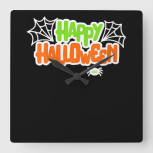 Horloge Carrée Amateurs d'araignée Joyeux Halloween coloré mignon
