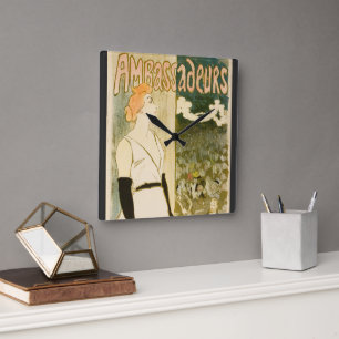 Horloge Carrée Ambassadeurs Yvette Guilbert par Theophile Steinle