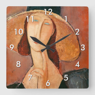 Horloge Carrée Amedeo Modigliani - Jeanne Hebuterne en grand Casq