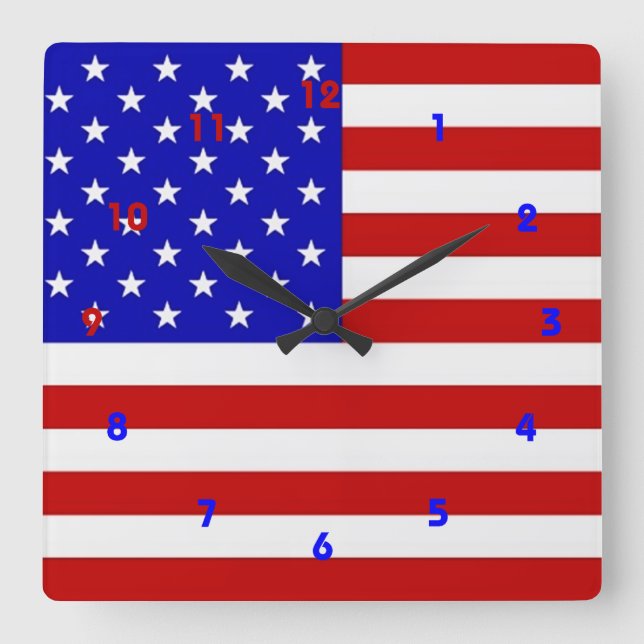 Horloge Carrée American Flag (Recto)