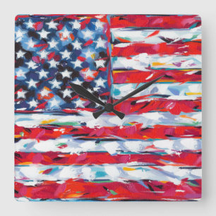Horloge Carrée American Flag