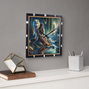 Horloge Carrée Amérindiens Dreamscape : Whispers Eau ancienne