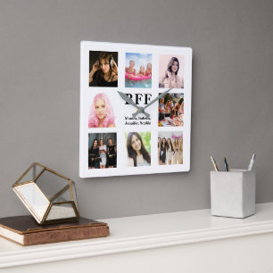 Horloge Carrée Amis toujours bff photo blanche
