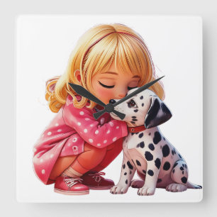 Horloge Carrée Amour de chiot
