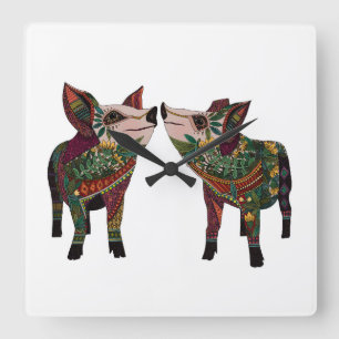 Horloge Carrée amour de porc
