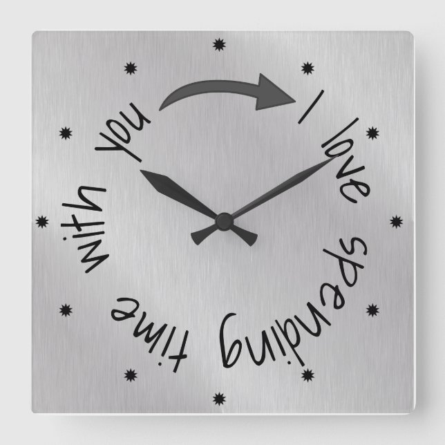 Horloge Carrée Amour passer du temps avec vous Citer (Recto)