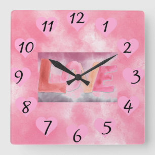 Horloge Carrée Amour : WaterColor