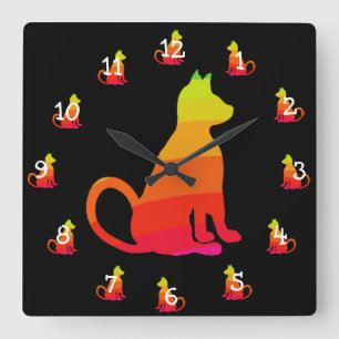 Horloge Carrée Amoureux de les chats CricketDiane d'art de bruit