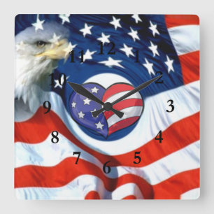 Horloge Carrée Amoureux des États-Unis_