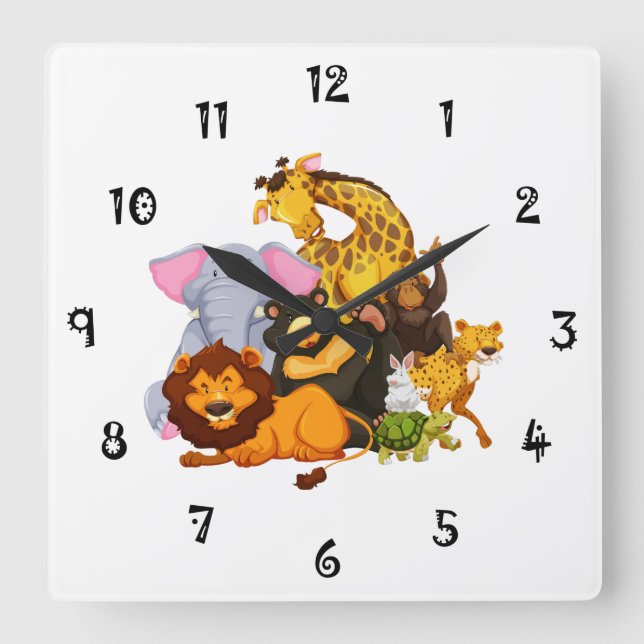 Horloge Carrée Animal Collection Wall Clock (Recto)