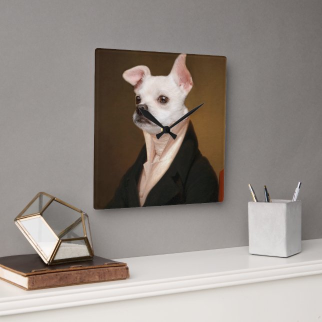 Horloge Carrée Animaux de bébés cutest | Royal Chihuahua Portrait (Bureau)