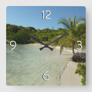 Horloge Carrée Antiguan Beach Beautiful Tropical Landscape
