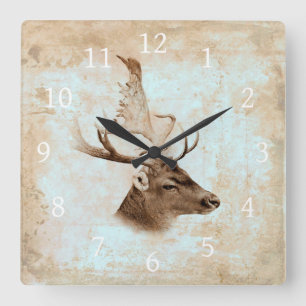 Horloge Carrée Antique Deer Print 5