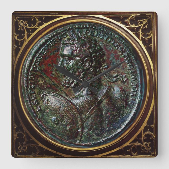 HORLOGE CARRÉE ANTIQUE ROMAIN BRONZE MEDALLION SEPTIMUS SÉVERS (Recto)