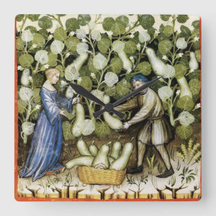 Horloge Carrée ANTIQUE SQUASH HARVEST Squashes Peinture médiévale