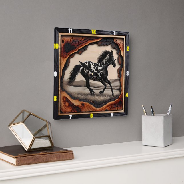 Horloge Carrée Appaloosa Prairie : Art, Temps, Style, Esprit (Bureau)