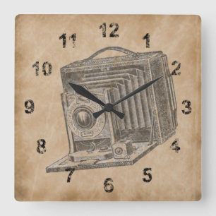 Horloge Carrée Appareil photo vintage