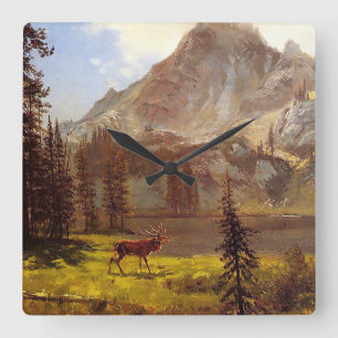 Horloge Carrée Appel du sauvage par Albert Bierstadt 1876-77