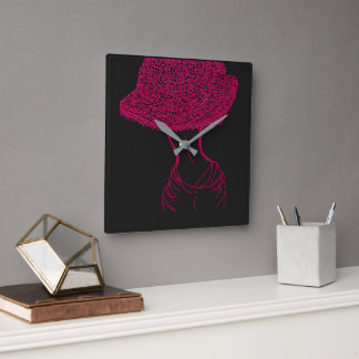 Horloge Carrée Appel rose
