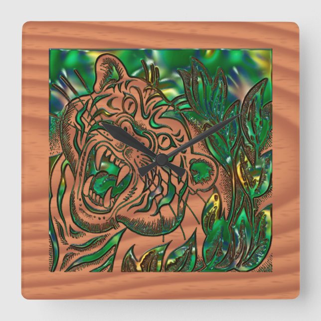 Horloge Carrée Apprivoiser le tigre (Recto)
