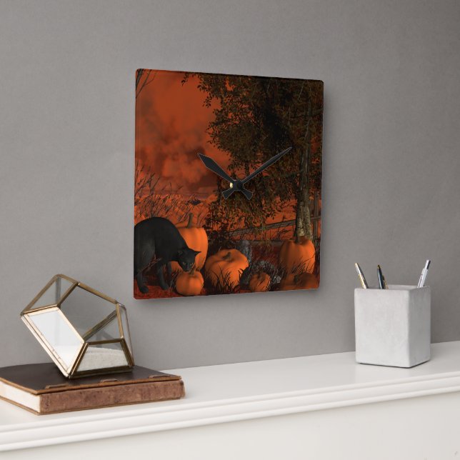Horloge Carrée Approche d'Halloween (Bureau)