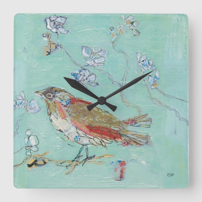 Horloge Carrée Aqua Bird (Recto)