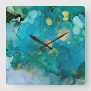 Horloge Carrée Aqua Brume I