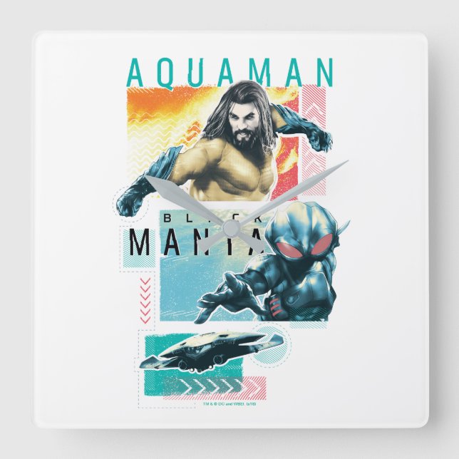 Horloge Carrée Aquaman | Modernist Aquaman & Black Manta Graphic (Recto)