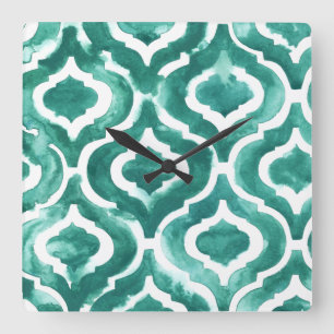Horloge Carrée Aquamarine Motif IV