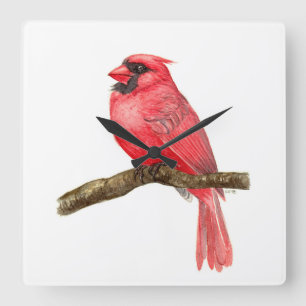 Horloge Carrée Aquarelle cardinale