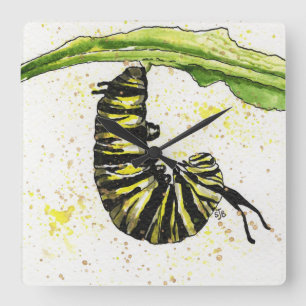 Horloge Carrée Aquarelle Caterpillar