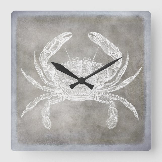 Horloge Carrée Aquarelle côtière Crabe Acier Eau Neutre (Recto)
