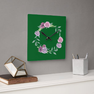 Horloge Carrée Aquarelle minimale simple ajoutez votre logo nom t
