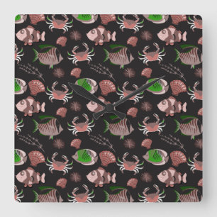 Horloge Carrée Aquatic animals   ocean underwater life 12