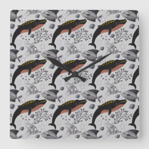 Horloge Carrée Aquatic animals   ocean underwater life 22