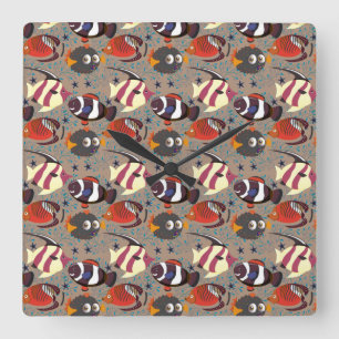 Horloge Carrée Aquatic animals pattern   ocean underwater life 41
