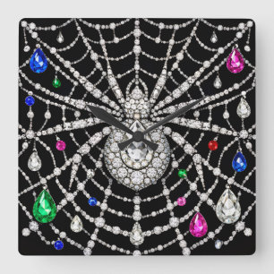 Horloge Carrée Araignée Glamouruse design Diamant Bijou