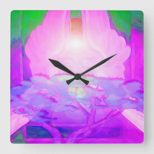 Horloge Carrée Arbre de la créativité de la vie
