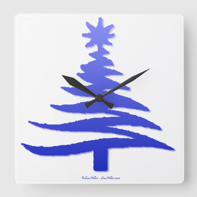 Horloge Carrée Arbre de Noël Cobalt bleu (Recto)