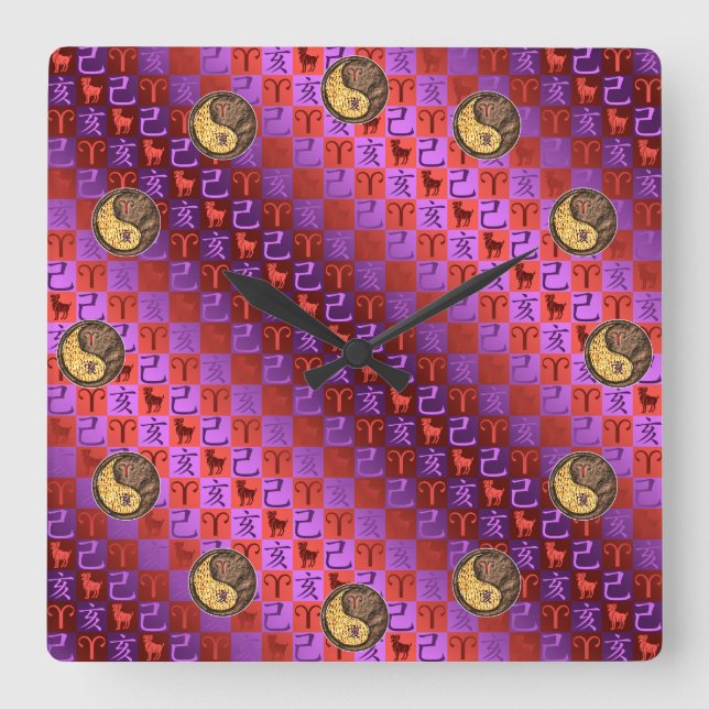 Horloge Carrée Aries & Earth Boar (Recto)