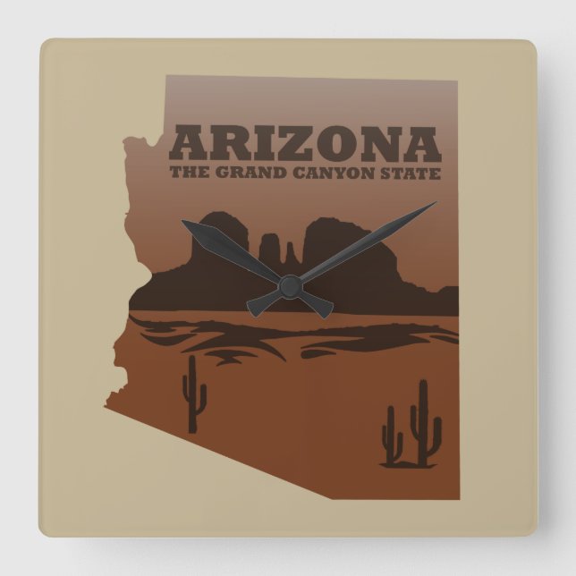 Horloge Carrée Arizona carte Grand Canyon paysage (Recto)