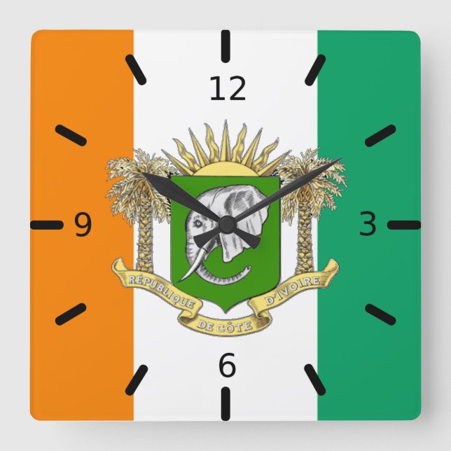 Horloge Carrée Armoiries de la Côte d'Ivoire   (Recto)
